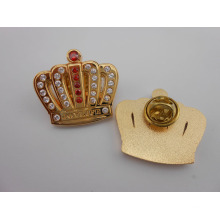 Pinos de lapela de coroa de ouro, emblemas de metal com diamantes (GZHY-BADGE-020)